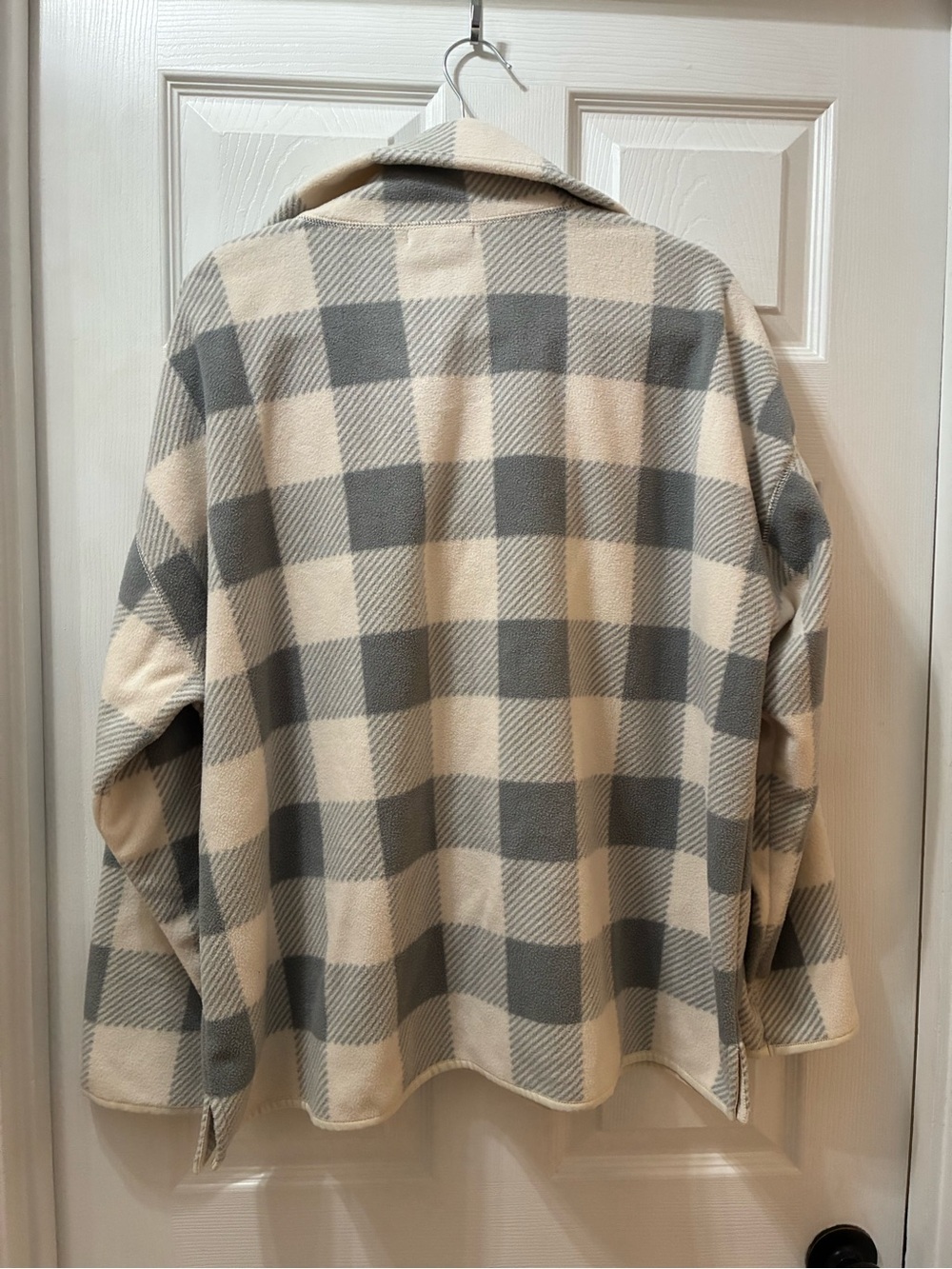 Chaps Cream and Gray Buffalo-Check Half-Zip Pullover - Picture 2 of 4